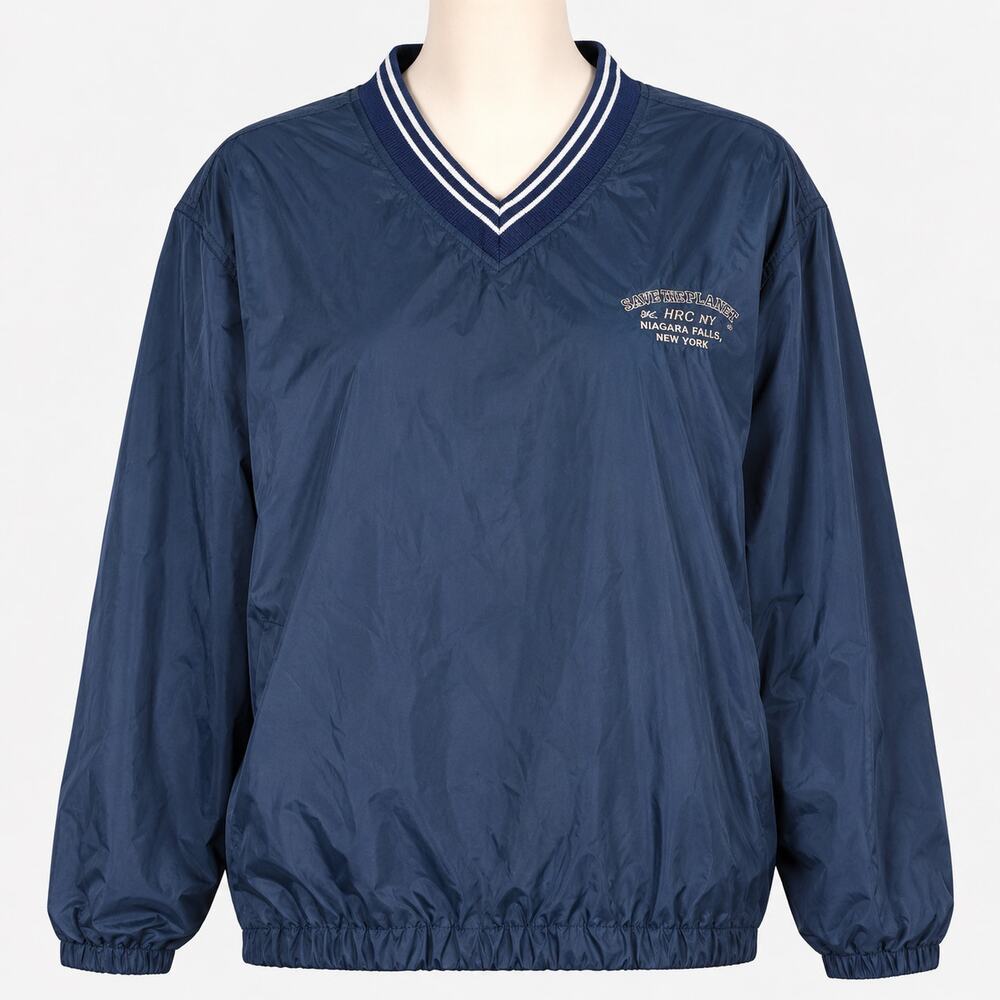 Vintage Hard Rock Cafe Niagara Falls NY V-Neck Windbreaker Jacket XL Blue